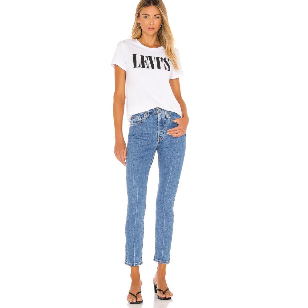 Levi's 501 Skinny Jean Jive Depths Size 27 Front Crease Button Fly Premium Denim